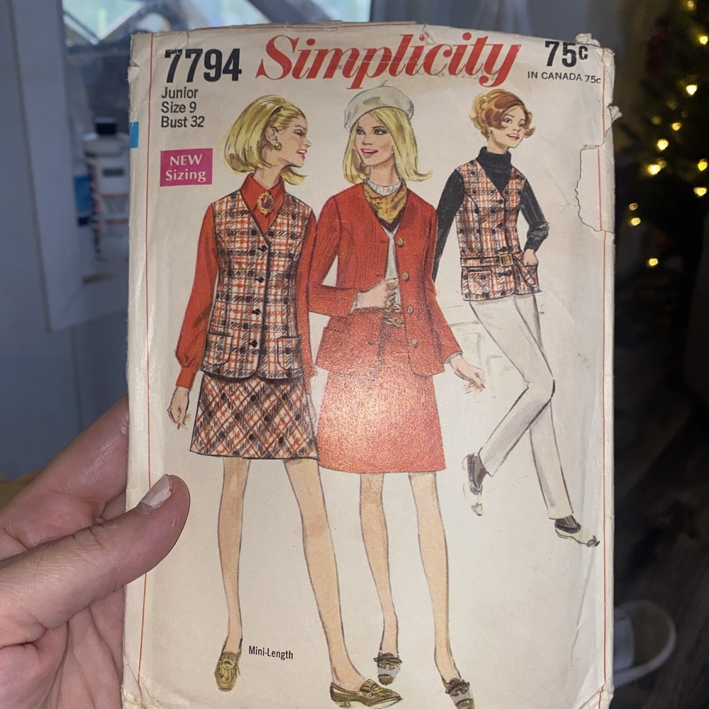 Vintage 1960s Simplicity 7794 Sewing Pattern Junior Skirt Jacket Size 9 Bust 32